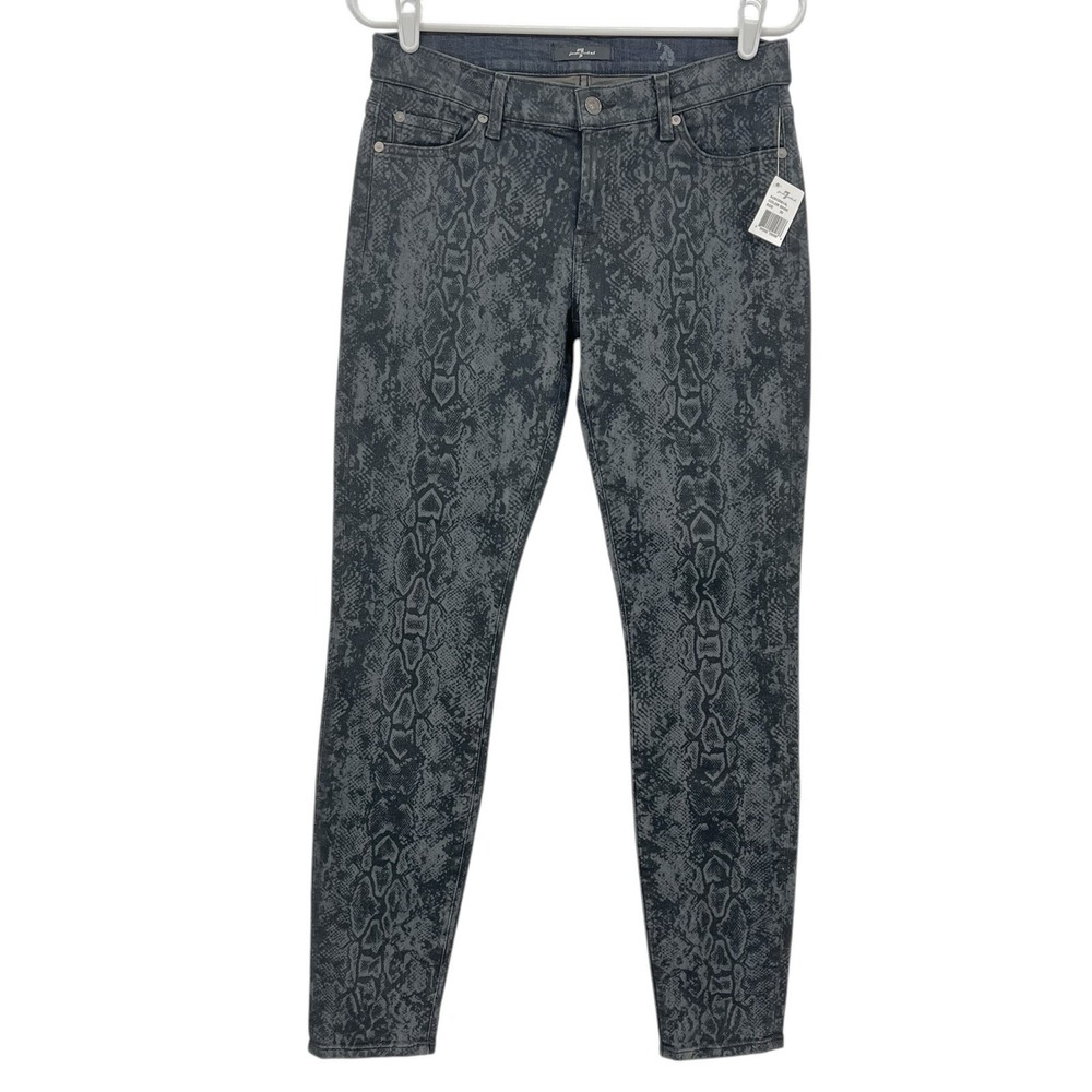 7 for all Mankind Women's Black Snake Jeans Size 30 Skinny Low-Rise Stretch NWT